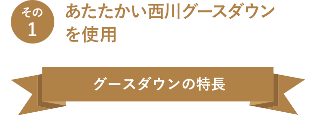 その1　あたたかい西川グースダウンを使用　グースダウンの特長