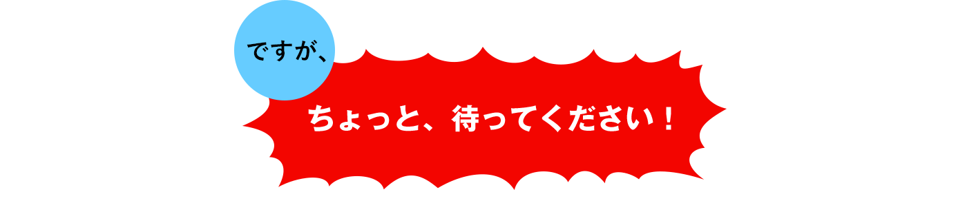 ですが、ちょっと、待ってください！